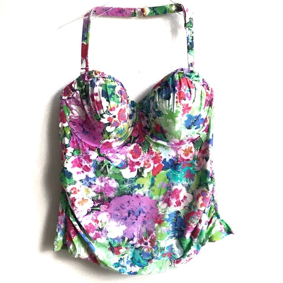 Lands' End Other - Land’s End Pink Floral Tankini Swim Top 20W 20